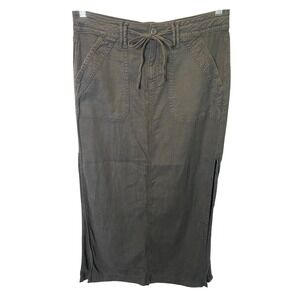 American Eagle Maxi Skirt Womens 4 Grey Linen Blend Utility Casual Safari Boho